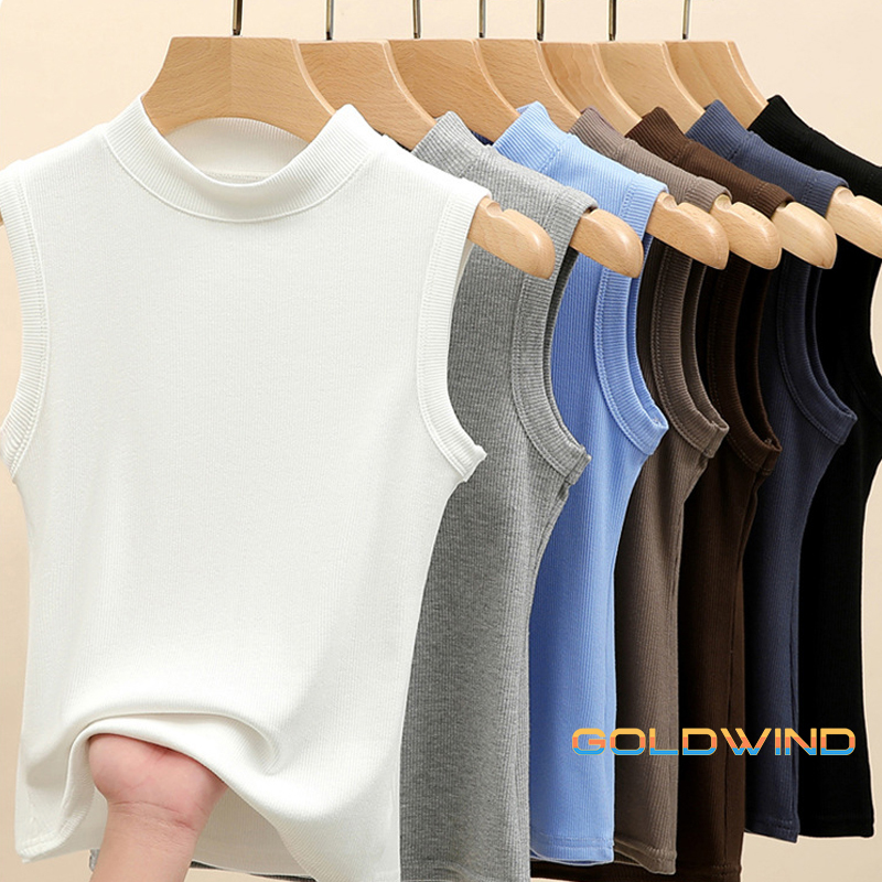DTF New Round Neck Ribbed Bottoming Shirt Sleeveless Vest for Lady - Chinese Warehouse