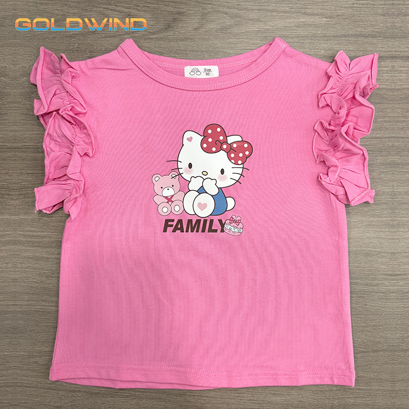100% Cotton DTF Kids Flower Fleeve T-skirt with Mixed  Sizes and Colors - Chinese Warehouse