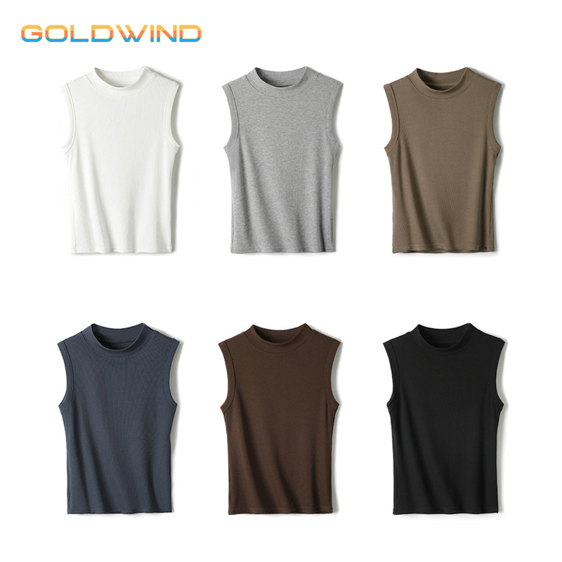 DTF New Round Neck Ribbed Bottoming Shirt Sleeveless Vest for Lady - Chinese Warehouse