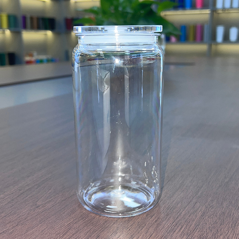 RTS Chinese Warehouse Case of 50pack 16oz Acrylic Can With  Plastic Straw and Lids