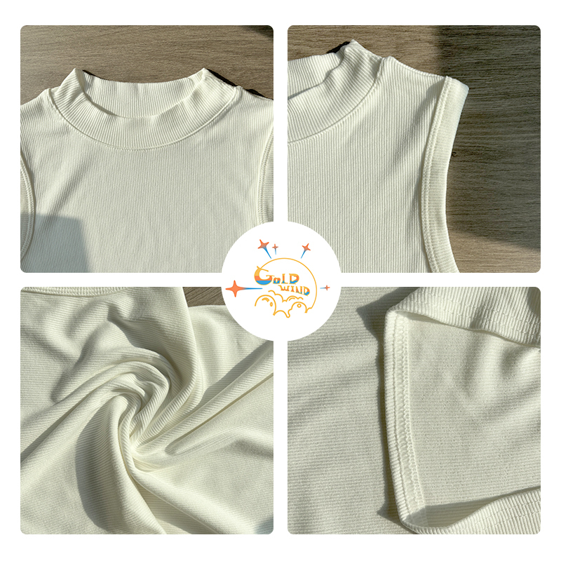 DTF New Round Neck Ribbed Bottoming Shirt Sleeveless Vest for Lady - Chinese Warehouse