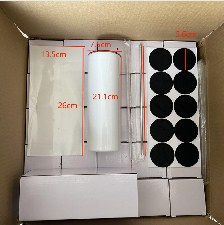 RTS US Warehouse Case of 25pack full set 20oz Sublimation Straight Skinny Tumblers