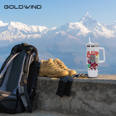 RTS US Warehouse Case of 16pack 40oz Stanly1.0 White Sublimation Tumblers with 5 Colored Hanlde&Lids&Plastic straw