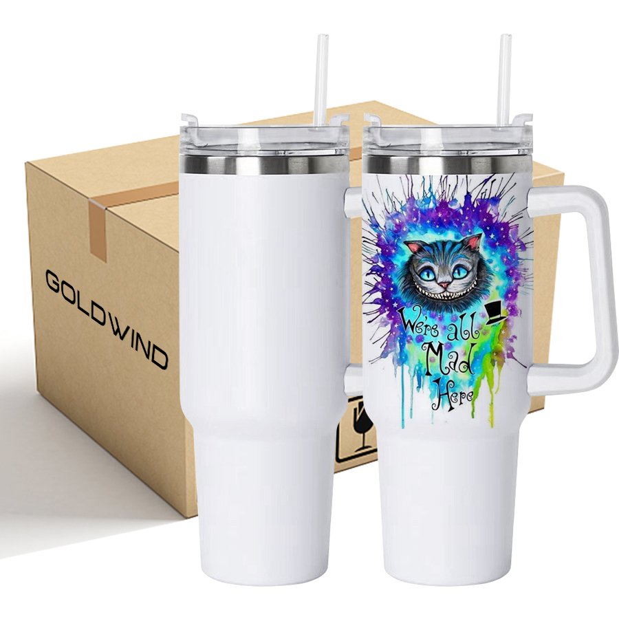 Presale - US Warehouse Case of 25pack 40oz Stanly1.0 White sublimation Tumblers with plastic straw&lids
