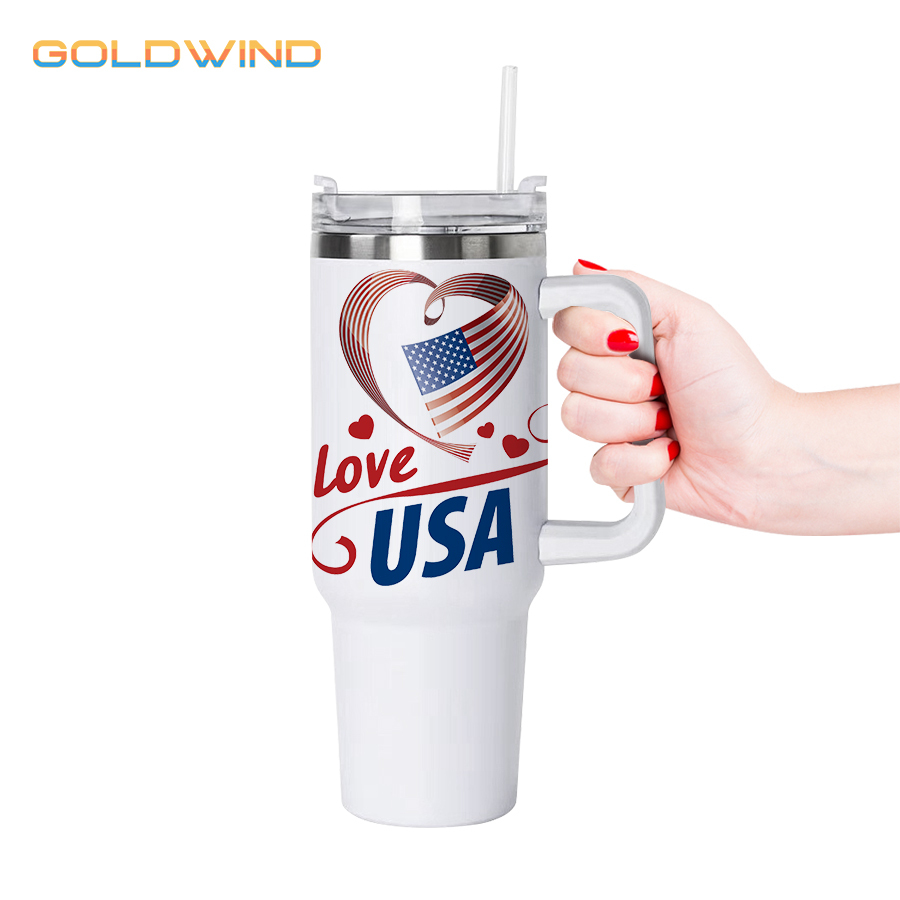 Presale - US Warehouse Case of 25pack 40oz Stanly1.0 White sublimation Tumblers with plastic straw&lids