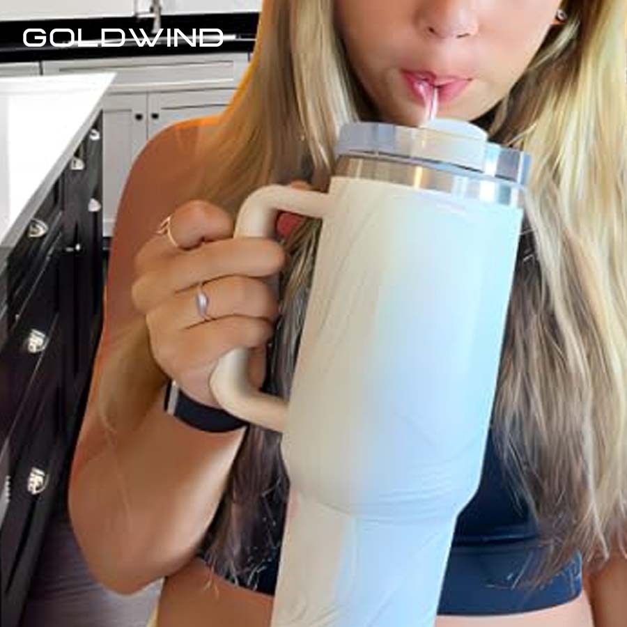 Presale - US Warehouse Case of 25pack White handle 40oz Stanly2.0 White sublimation Tumblers with plastic straw&lids
