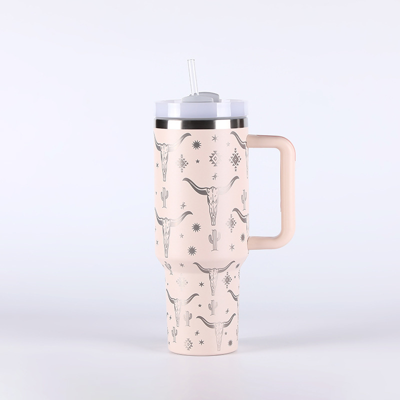 RTS CN -- 40oz Stanley2.0  OX-Head Laser Printed Travel Mug Tumbler With Straw&lids
