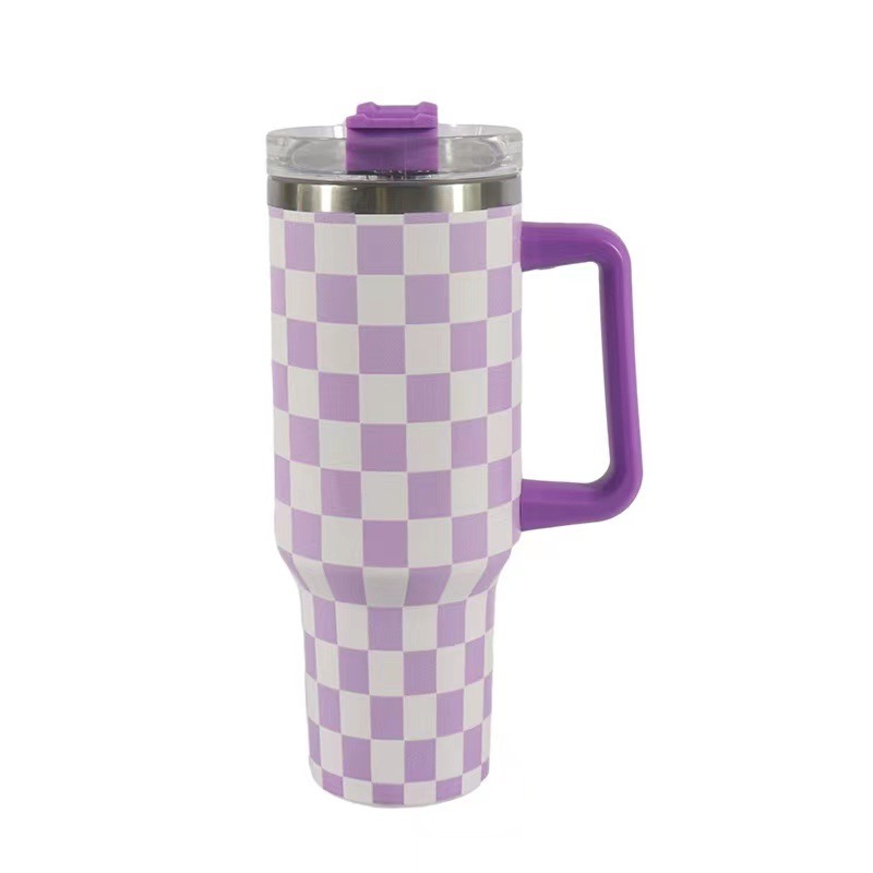 RTS CN --  40oz 5D Printed Mixed Houndstooth Designs Stanley1.0 Tumbler with Straw&lids