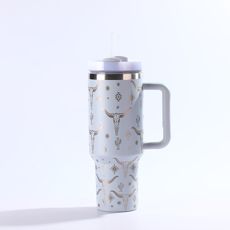 RTS CN -- 40oz Stanley2.0  OX-Head Laser Printed Travel Mug Tumbler With Straw&lids
