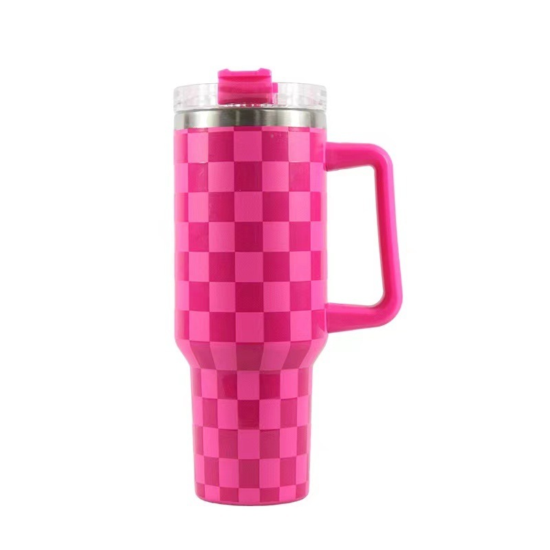 RTS CN --  40oz 5D Printed Mixed Houndstooth Designs Stanley1.0 Tumbler with Straw&lids