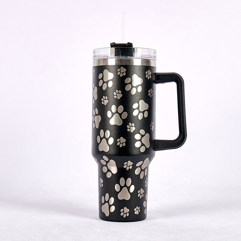 RTS CN -- 40oz Stanley1.0  Cat's Claw Laser Printed Travel Mug Tumbler With Straw&lids