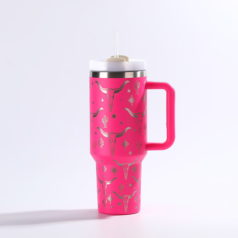 RTS CN -- 40oz Stanley2.0  OX-Head Laser Printed Travel Mug Tumbler With Straw&lids
