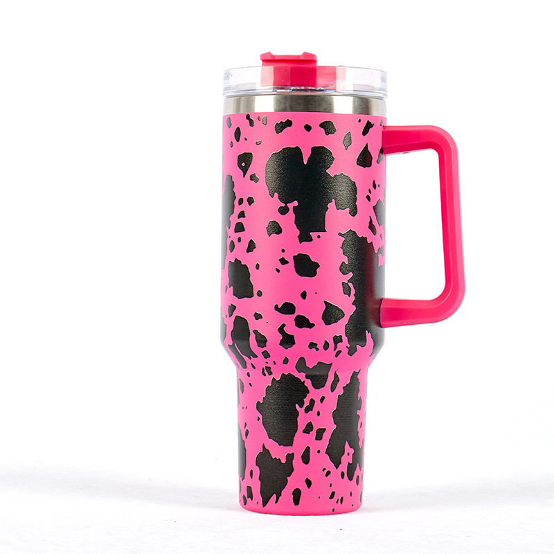 RTS CN --  40oz 5D Printed Mixed Cow Designs Stanley1.0 Tumbler with Straw&lids
