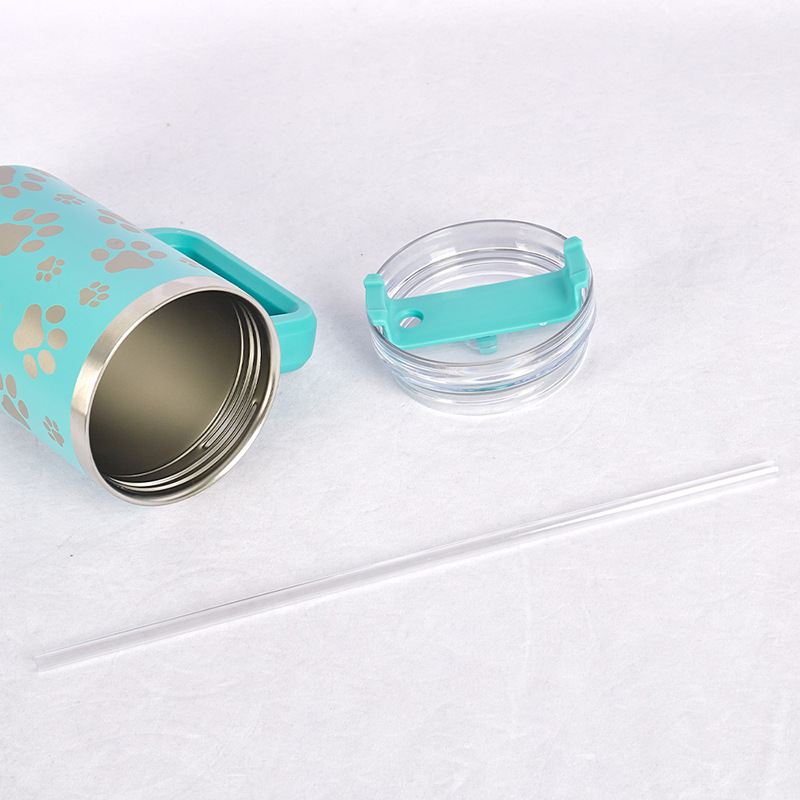 RTS CN -- 40oz Stanley1.0  Cat's Claw Laser Printed Travel Mug Tumbler With Straw&lids