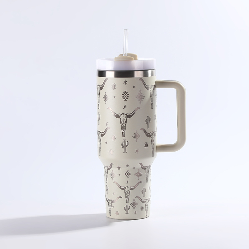 RTS CN -- 40oz Stanley2.0  OX-Head Laser Printed Travel Mug Tumbler With Straw&lids