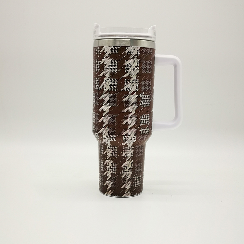 RTS CN --  40oz 5D Printed Mixed Houndstooth Designs Stanley1.0 Tumbler with Straw&lids