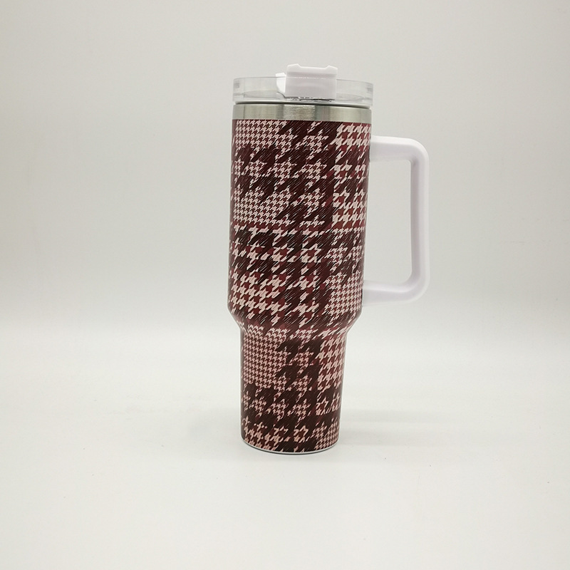 RTS CN --  40oz 5D Printed Mixed Houndstooth Designs Stanley1.0 Tumbler with Straw&lids