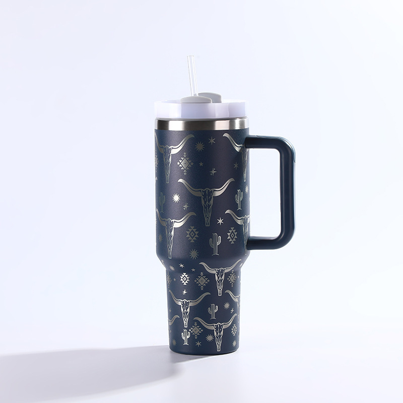 RTS CN -- 40oz Stanley2.0  OX-Head Laser Printed Travel Mug Tumbler With Straw&lids