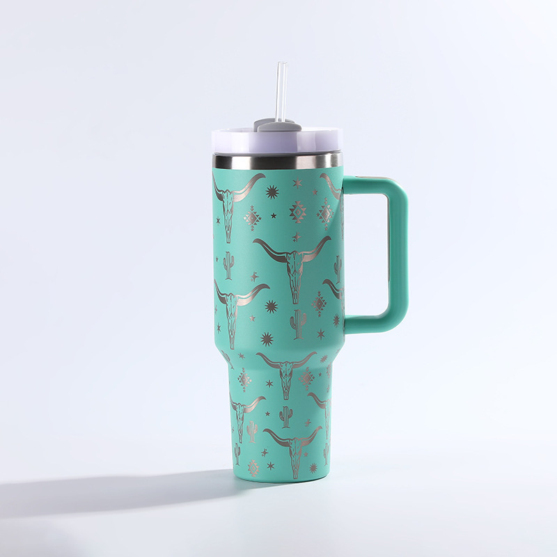 RTS CN -- 40oz Stanley2.0  OX-Head Laser Printed Travel Mug Tumbler With Straw&lids