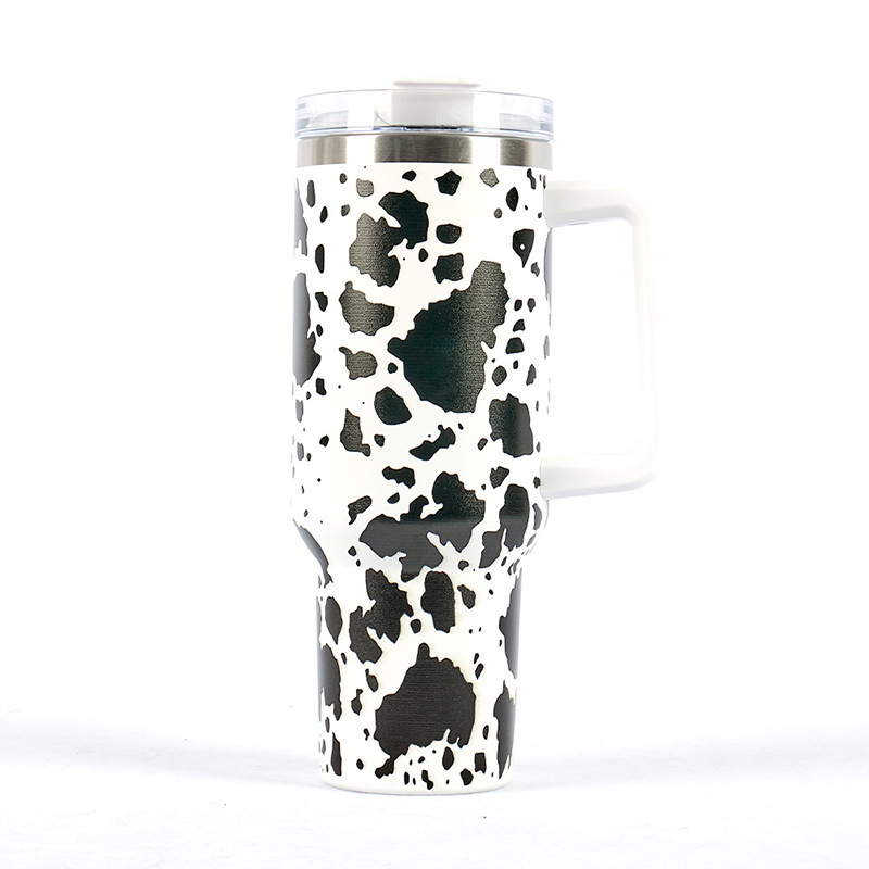 RTS CN --  40oz 5D Printed Mixed Cow Designs Stanley1.0 Tumbler with Straw&lids