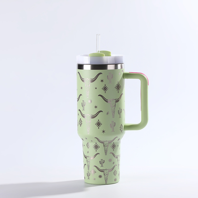 RTS CN -- 40oz Stanley2.0  OX-Head Laser Printed Travel Mug Tumbler With Straw&lids