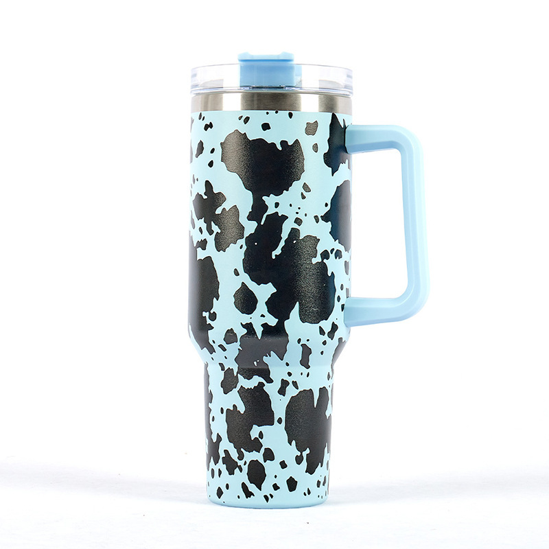 RTS CN --  40oz 5D Printed Mixed Cow Designs Stanley1.0 Tumbler with Straw&lids