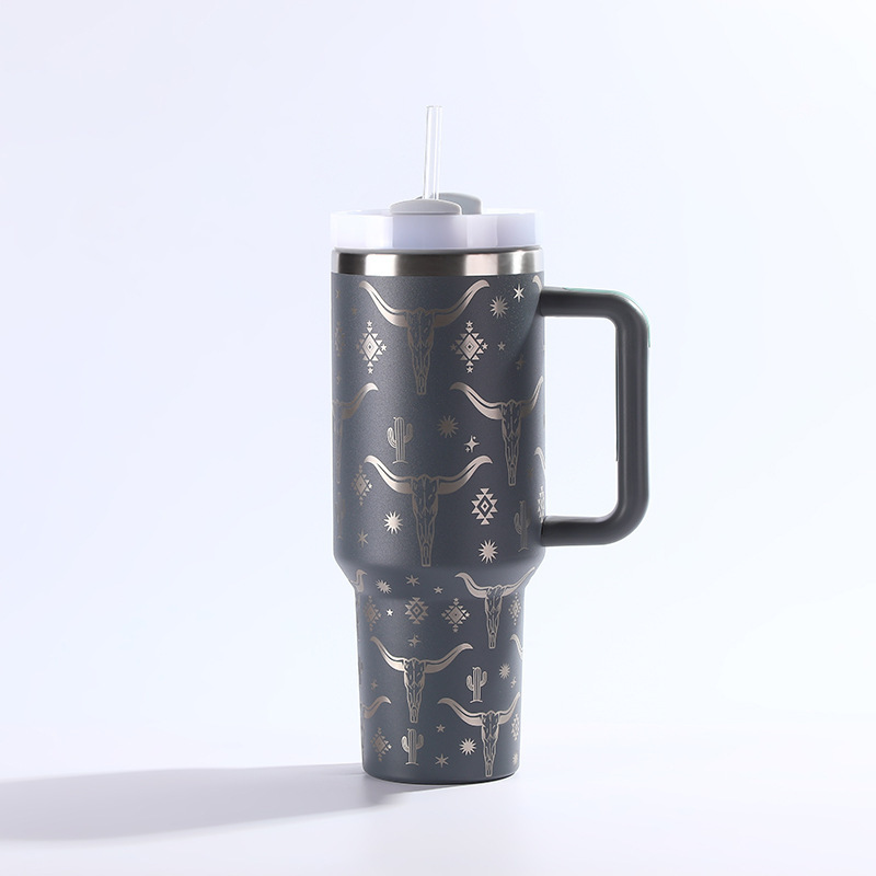 RTS CN -- 40oz Stanley2.0  OX-Head Laser Printed Travel Mug Tumbler With Straw&lids