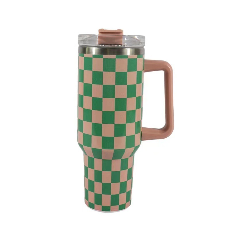 RTS CN --  40oz 5D Printed Mixed Houndstooth Designs Stanley1.0 Tumbler with Straw&lids