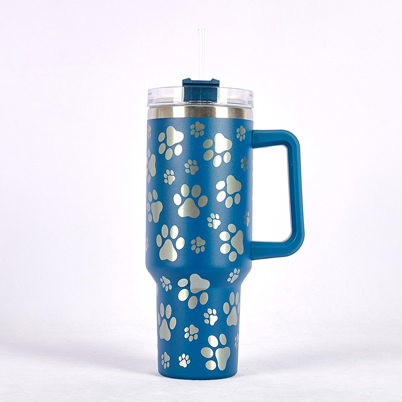 RTS CN -- 40oz Stanley1.0  Cat's Claw Laser Printed Travel Mug Tumbler With Straw&lids