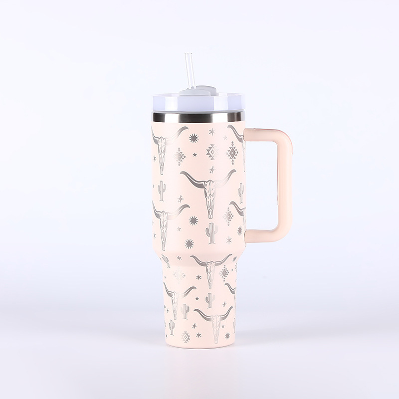 RTS CN -- 40oz Stanley2.0  OX-Head Laser Printed Travel Mug Tumbler With Straw&lids