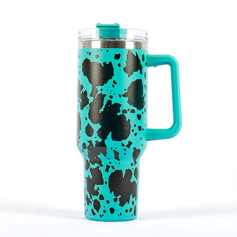 RTS CN --  40oz 5D Printed Mixed Cow Designs Stanley1.0 Tumbler with Straw&lids