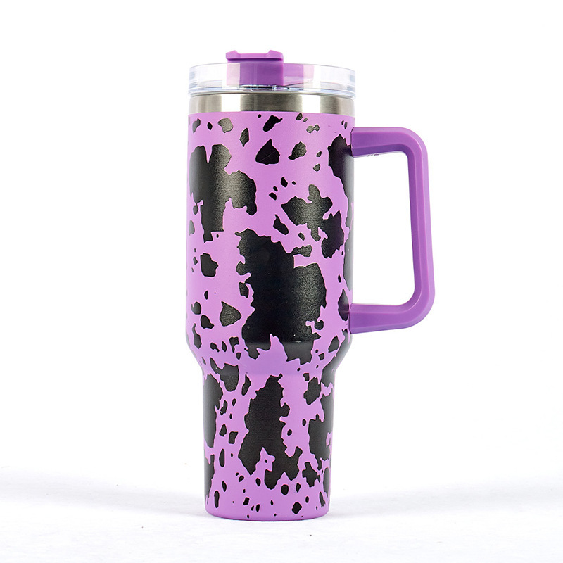 RTS CN --  40oz 5D Printed Mixed Cow Designs Stanley1.0 Tumbler with Straw&lids