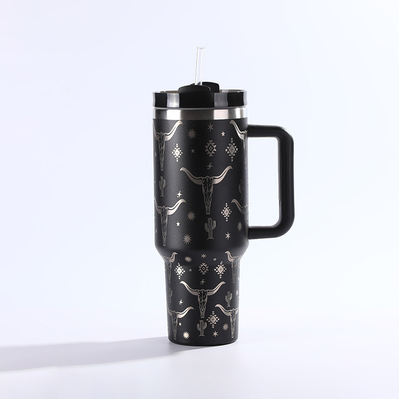 RTS CN -- 40oz Stanley2.0  OX-Head Laser Printed Travel Mug Tumbler With Straw&lids