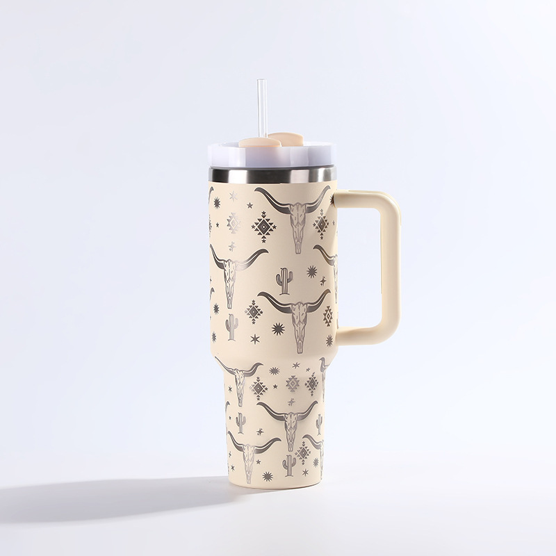 RTS CN -- 40oz Stanley2.0  OX-Head Laser Printed Travel Mug Tumbler With Straw&lids