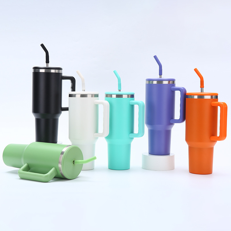 RTS CN -- 40oz Colored Sublimation Stanly3.0 Tumblers with Plastic Straw&Lids