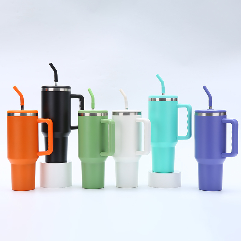RTS CN -- 40oz Colored Sublimation Stanly3.0 Tumblers with Plastic Straw&Lids