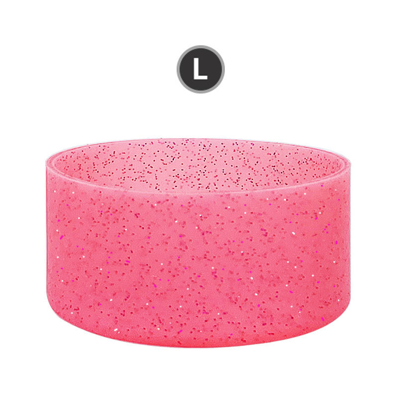 RTS CHINA Creative glitter silicone cup cover translucent sports water bottle cup bottom protective cover Stanley luminous bottom bottle cover
