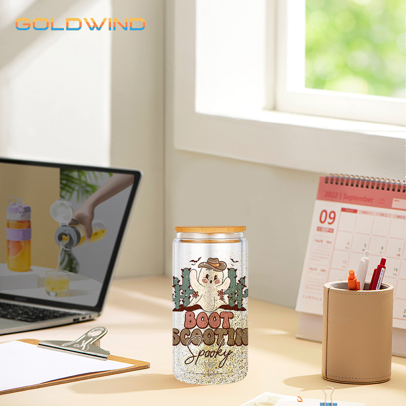 RTS US Warehouse Case of 25pack 16oz Sublimation Glass Can With Bamboo Lid and Plastic Straw