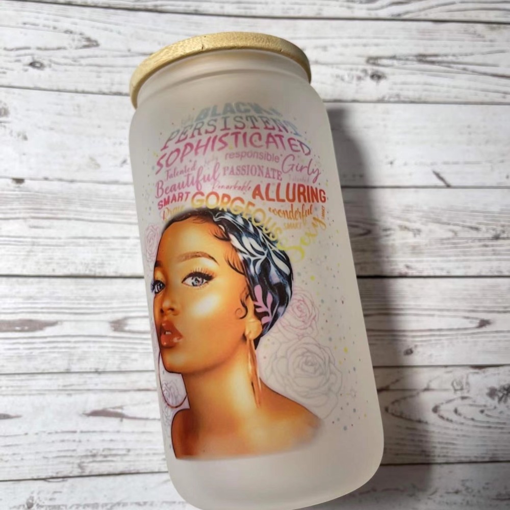 16oz Sublimation Case of 25pack Glass Can With Bamboo Lid and Plastic Straw - US Warehouse