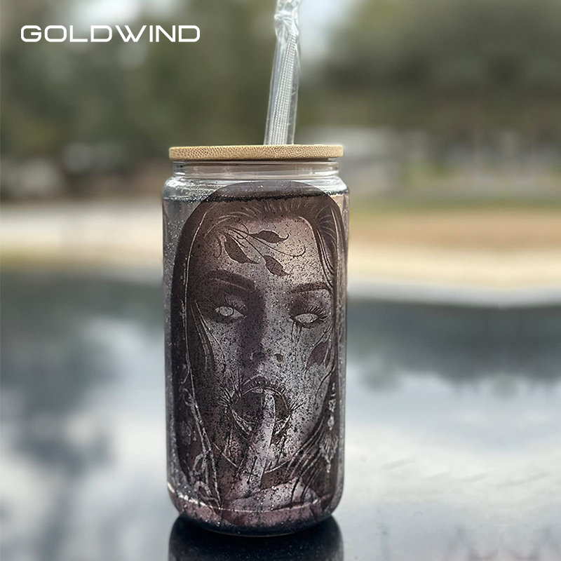 RTS US Warehouse Case of 25pack 16oz Sublimation Glass Can With Bamboo Lid and Plastic Straw