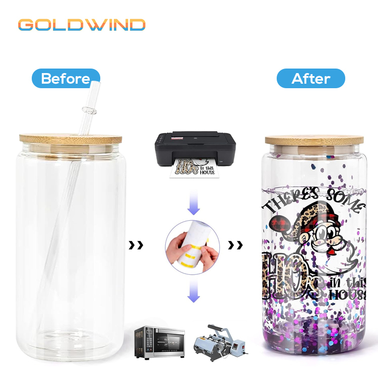 RTS US Warehouse Case of 25pack 16oz Sublimation Glass Can With Bamboo Lid and Plastic Straw