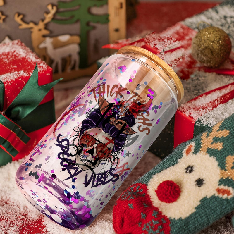 RTS US Warehouse Case of 25pack 16oz Sublimation Glass Can With Bamboo Lid and Plastic Straw
