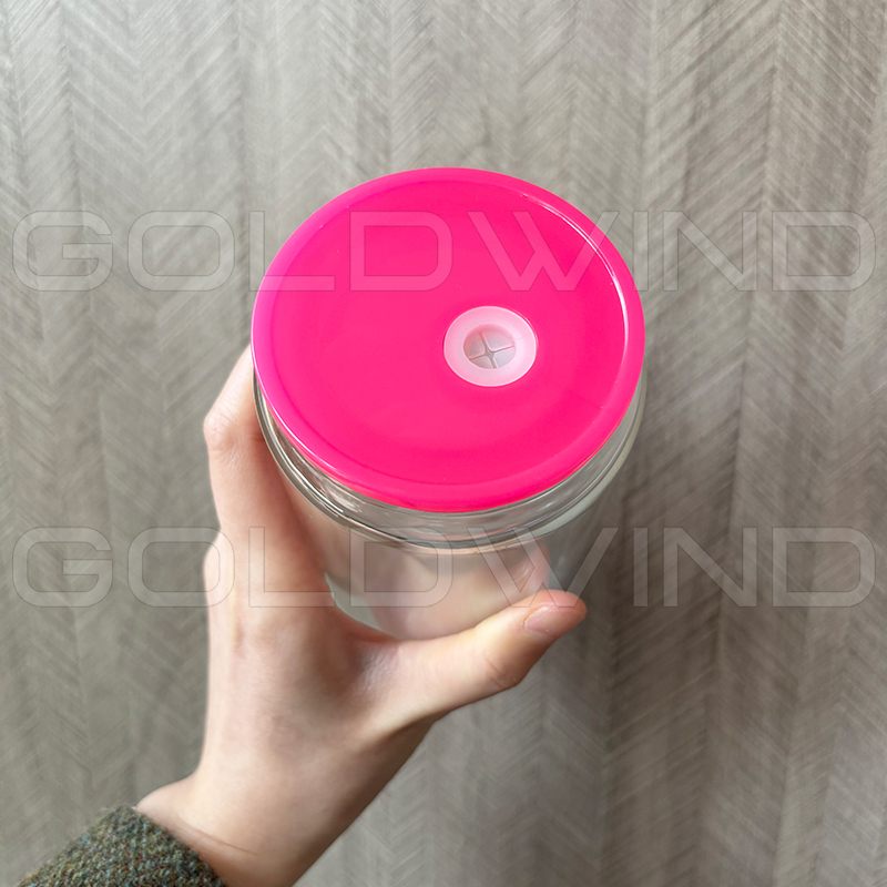 RTS Chinese Warehouse Case of 25pack 16oz Sublimation Snow Globe Glass Can with Plastic Color Lid and Plastic Straw