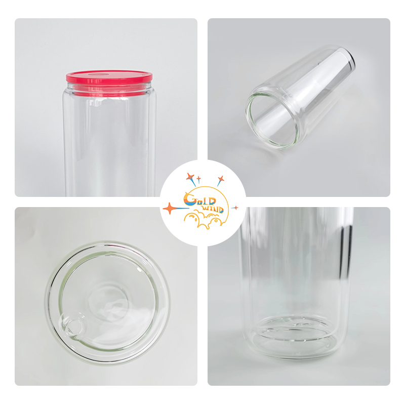 RTS Chinese Warehouse Case of 25pack 16oz Sublimation Snow Globe Glass Can with Plastic Color Lid and Plastic Straw