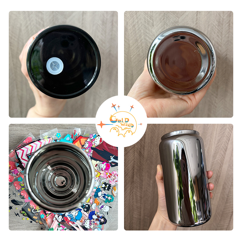 Case of 50pack 16oz Black Mirror Glass Can With Plastic Lid and Plastic Straw - Chinese Warehouse
