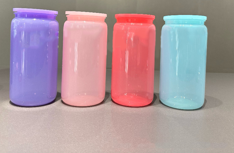 RTS Chinese Warehouse Case of 50pack 16oz colored Acrylic Libby Can with Plastic Straw and Colored Lids
