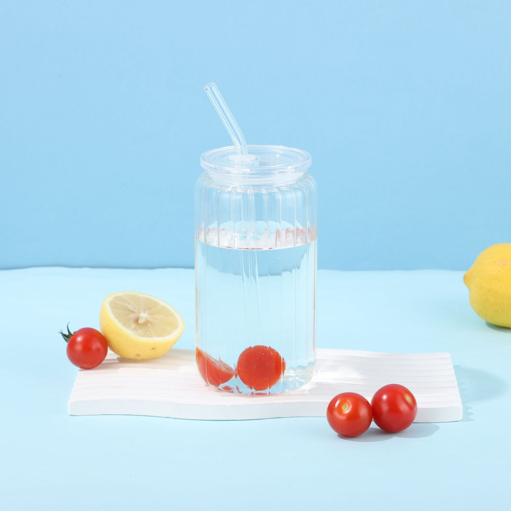 RTS Chinese Warehouse Case of 25pack 16oz Sublimation Glass Can with Plastic Color Lid and Plastic Straw