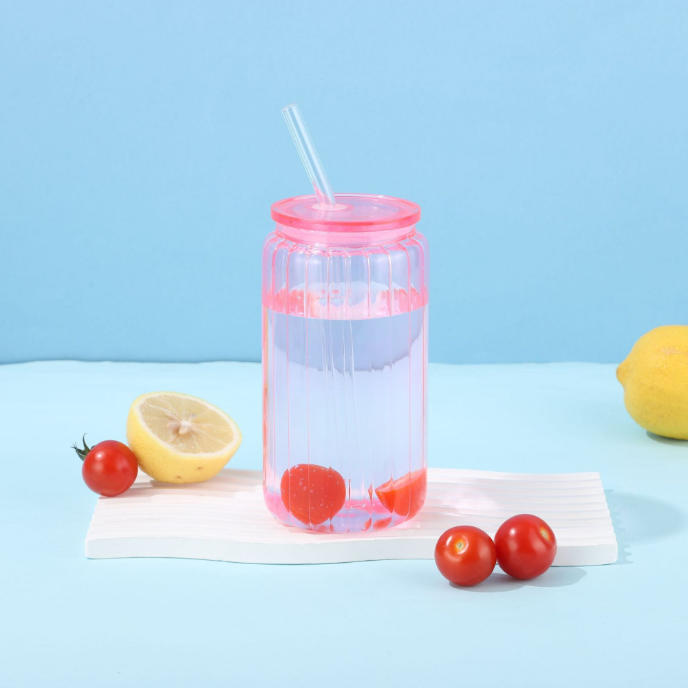 RTS Chinese Warehouse Case of 25pack 16oz Sublimation Glass Can with Plastic Color Lid and Plastic Straw