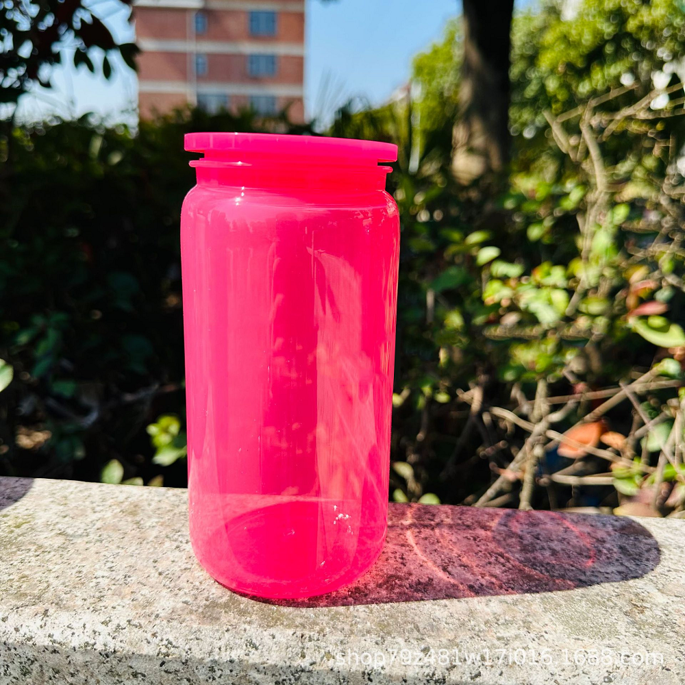 RTS Chinese Warehouse Case of 50pack 16oz colored Acrylic Libby Can with Plastic Straw and Colored Lids