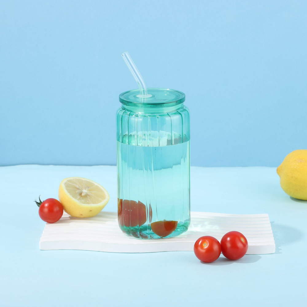RTS Chinese Warehouse Case of 25pack 16oz Sublimation Glass Can with Plastic Color Lid and Plastic Straw